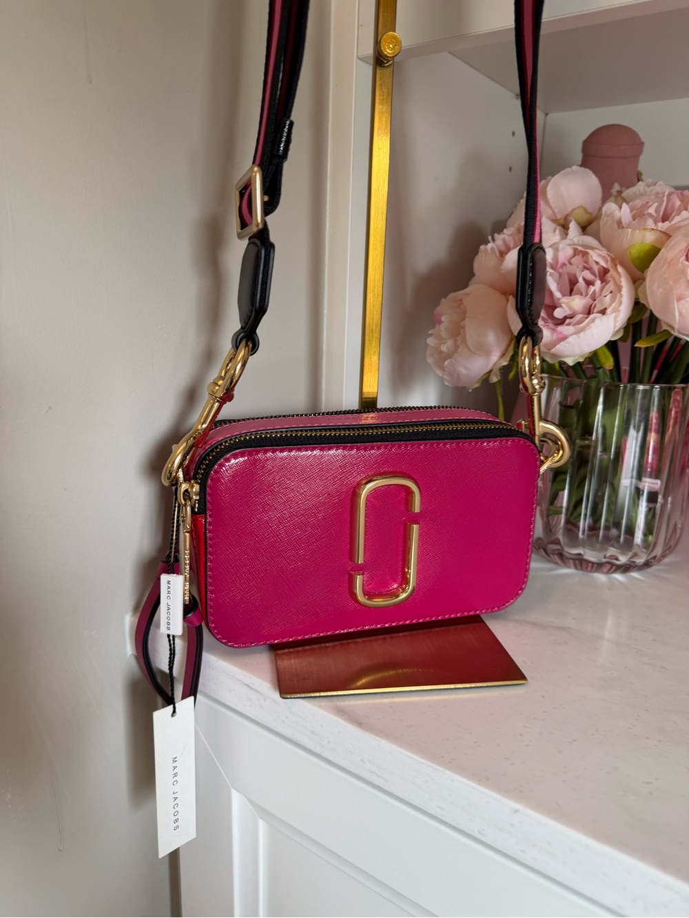 Marc Jacobs Hot Pink & Red Double-Zip Crossbody Camera Bag with Gold Hardware - Picture 2 of 15